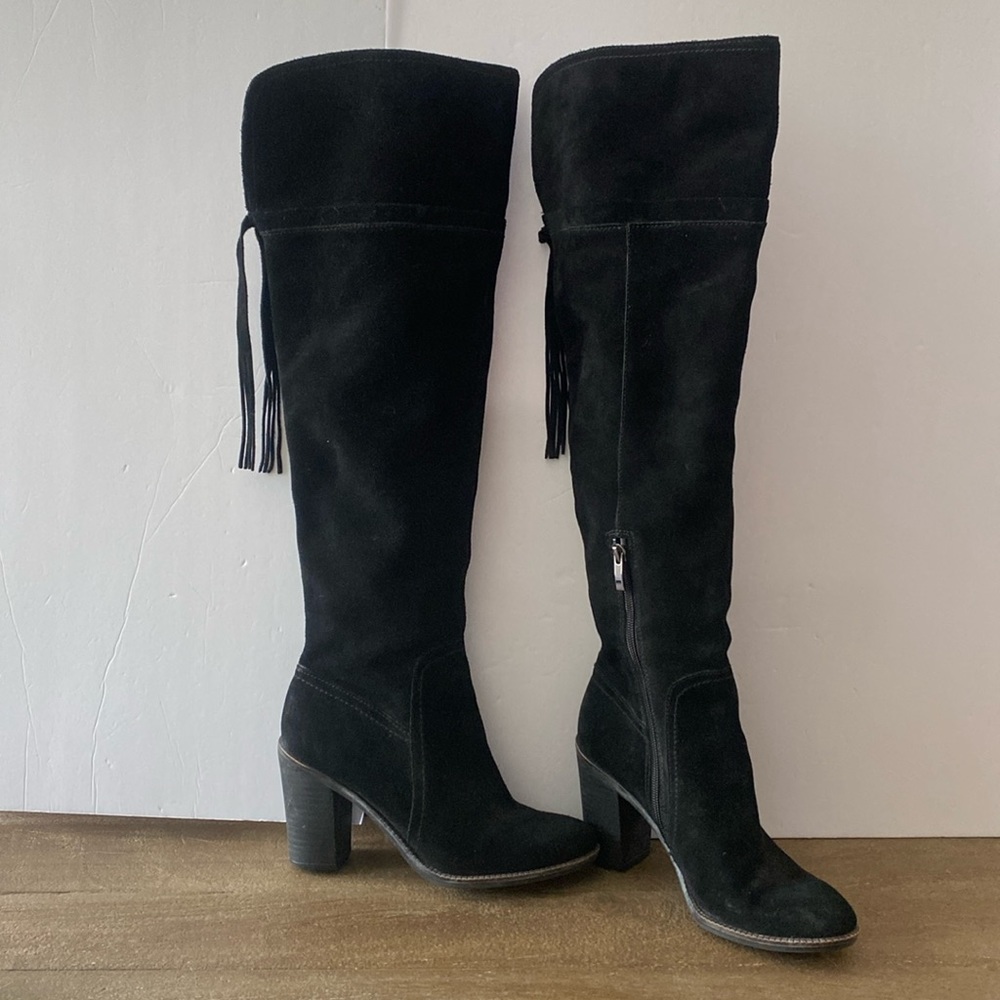 Franco Sarto Ellyn Black Suede Over the Knee Boots - Picture 1 of 10